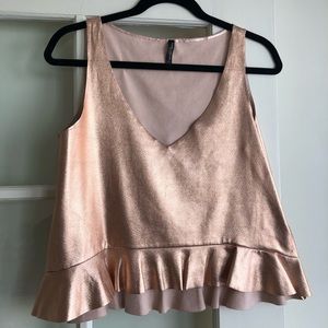 Zara Rose Gold Faux Leather Crop Top